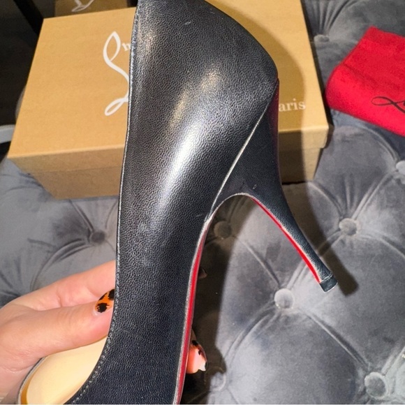 New Size 37 Christian Louboutin O Pigalle Plume 85 Nappa Black Heels - Picture 14 of 16